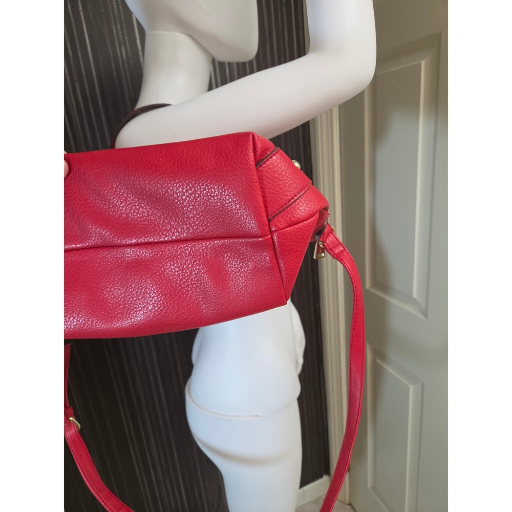 Juicy Couture Red Pebbled Faux Leather Satchel Crossbody Bag Gold Hardware - Picture 6 of 9